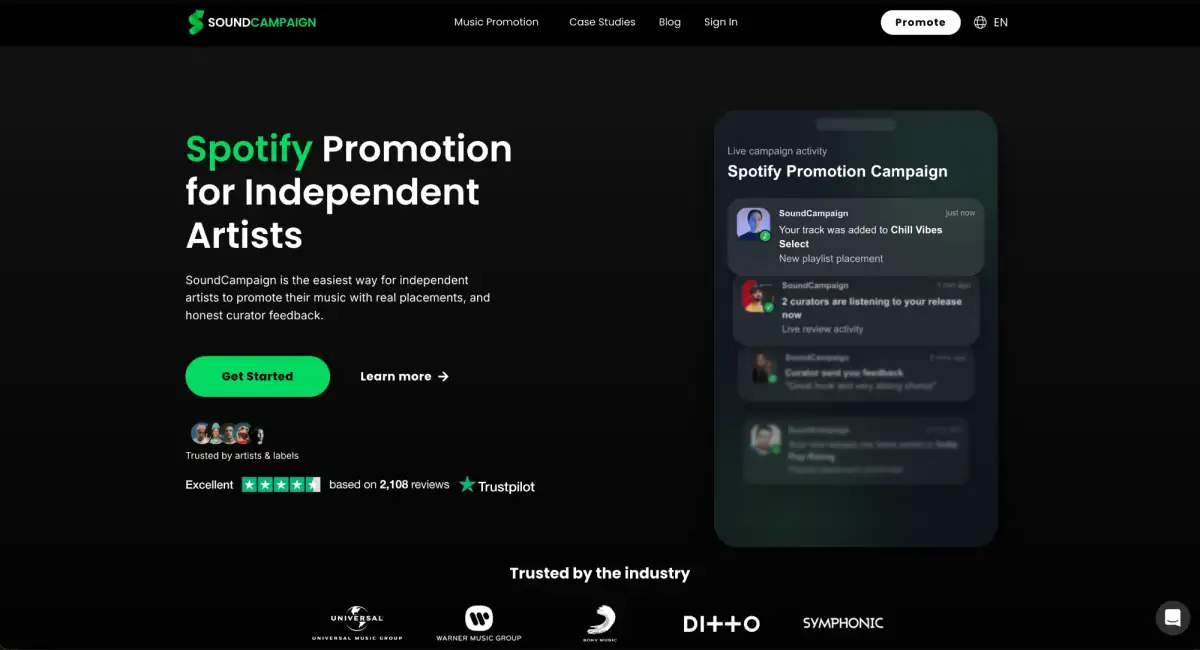 SoundCampaign Review - Home page